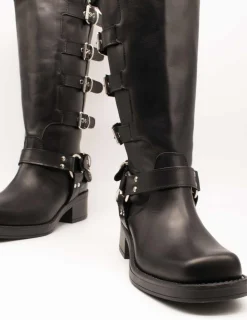 Bota Ovyé 7176VITNE-Nero Hebillas Negro de Mujer