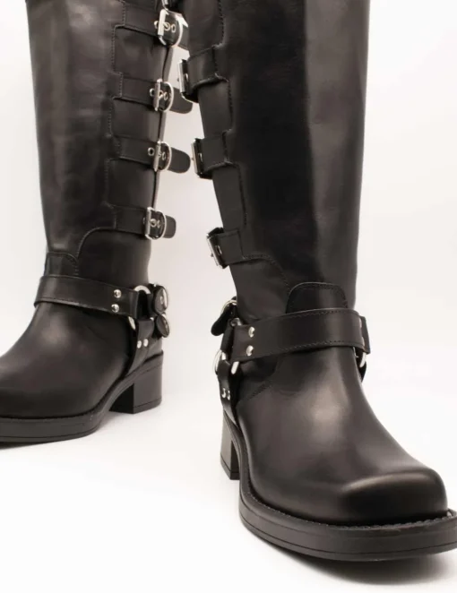 Bota Ovyé 7176VITNE-Nero Hebillas Negro de Mujer