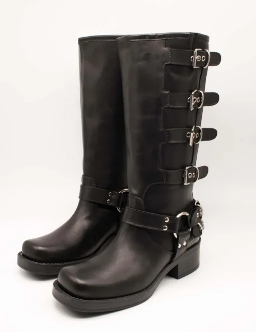 Bota Ovyé 7176VITNE-Nero Hebillas Negro de Mujer
