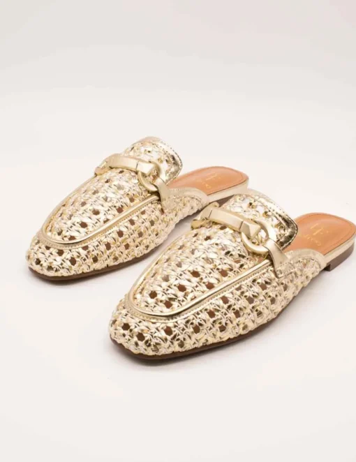 Mule Be Free Anne-1578 Leather Gold de Mujer