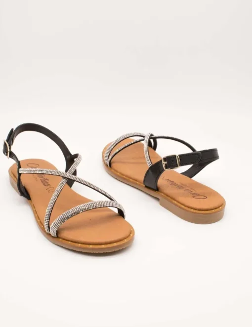 Sandalia Carla Tortosa 11569 Cristal Negro de Mujer