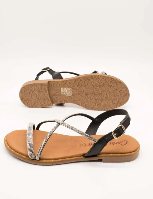 Sandalia Carla Tortosa 11569 Cristal Negro de Mujer