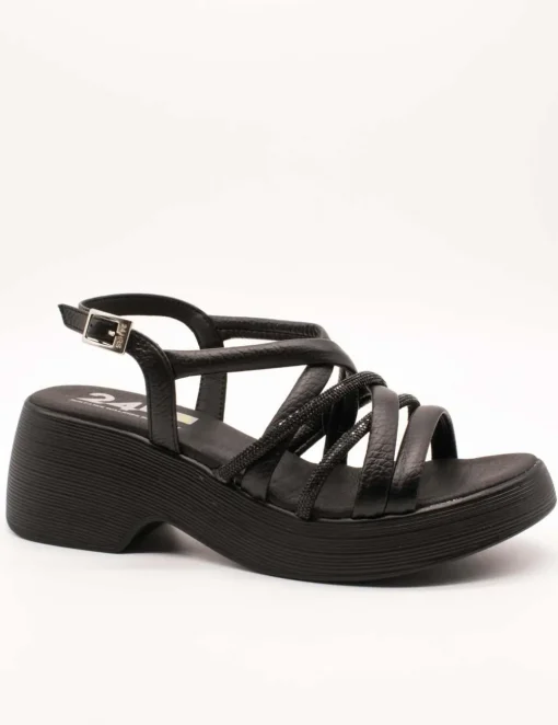 Sandalia 24HRS 26024 Dollaro Negro de Mujer