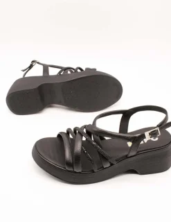 Sandalia 24HRS 26024 Dollaro Negro de Mujer