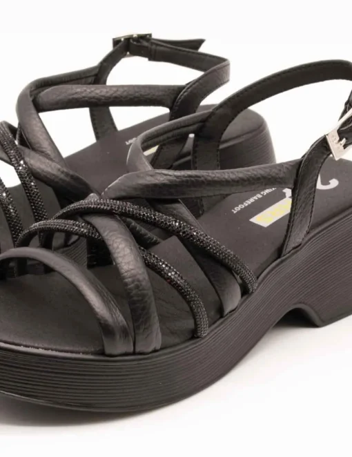 Sandalia 24HRS 26024 Dollaro Negro de Mujer
