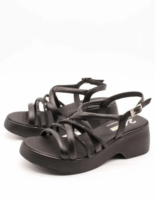 Sandalia 24HRS 26024 Dollaro Negro de Mujer