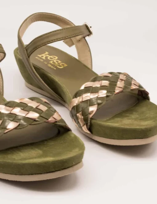 Sandalia Kess 23266 Trenzado Mixto Olive de Mujer