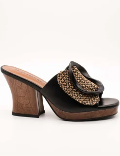 Sandalia Noa Harmon 9660 Terra Negro-Cuero de Mujer