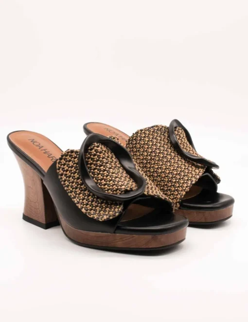 Sandalia Noa Harmon 9660 Terra Negro-Cuero de Mujer