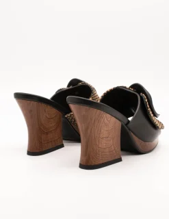 Sandalia Noa Harmon 9660 Terra Negro-Cuero de Mujer