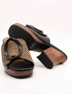 Sandalia Noa Harmon 9660 Terra Negro-Cuero de Mujer