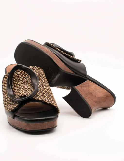 Sandalia Noa Harmon 9660 Terra Negro-Cuero de Mujer