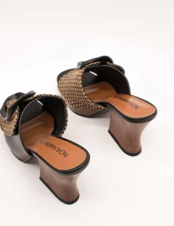 Sandalia Noa Harmon 9660 Terra Negro-Cuero de Mujer