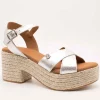 Sandalia Popa Clifton Laminado Plata Galaxy de Mujer
