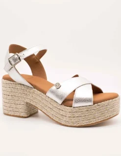 Sandalia Popa Clifton Laminado Plata Galaxy de Mujer
