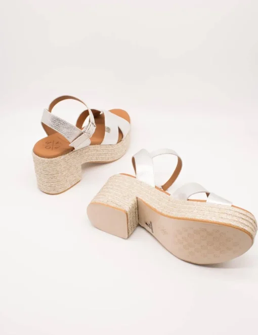 Sandalia Popa Clifton Laminado Plata Galaxy de Mujer