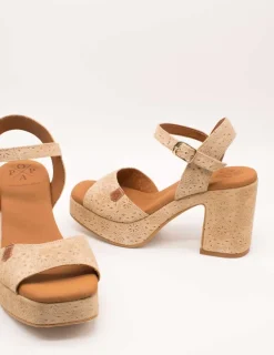 Sandalia Popa Marsella Grabado Beige Serraje de Mujer