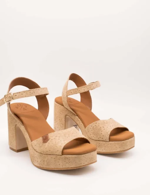 Sandalia Popa Marsella Grabado Beige Serraje de Mujer