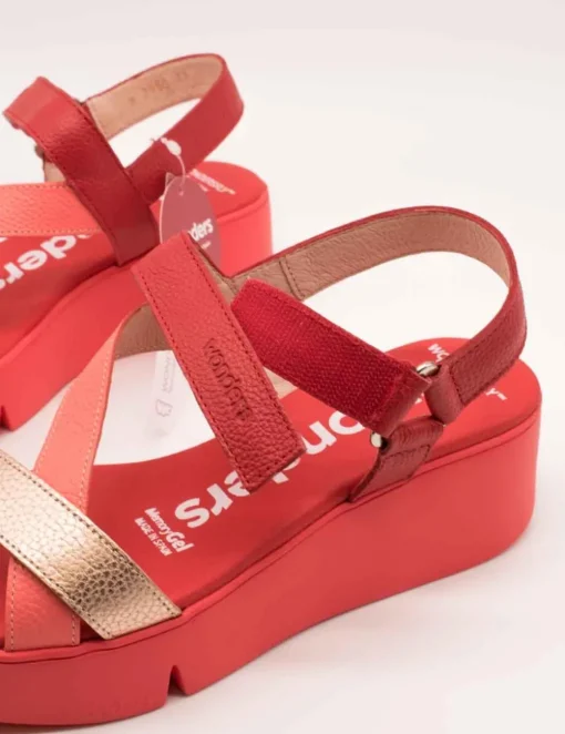 Sandalia Wonders B-7950 Wild Coral-Rame-Rojo de Mujer
