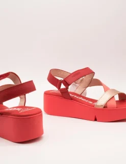 Sandalia Wonders B-7950 Wild Coral-Rame-Rojo de Mujer