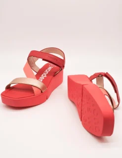 Sandalia Wonders B-7950 Wild Coral-Rame-Rojo de Mujer