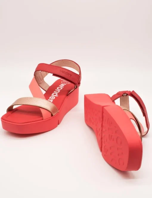 Sandalia Wonders B-7950 Wild Coral-Rame-Rojo de Mujer