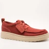 Zapato Clarks 26181380 Polden Moc Red Canvas de Hombre