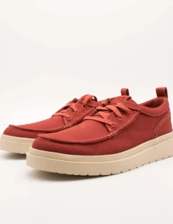 Zapato Clarks 26181380 Polden Moc Red Canvas de Hombre