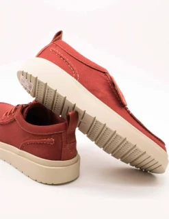 Zapato Clarks 26181380 Polden Moc Red Canvas de Hombre