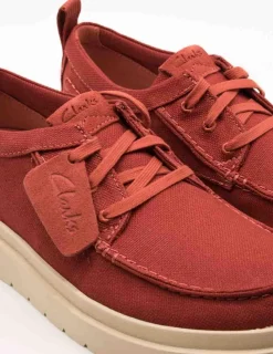 Zapato Clarks 26181380 Polden Moc Red Canvas de Hombre