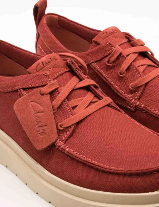 Zapato Clarks 26181380 Polden Moc Red Canvas de Hombre