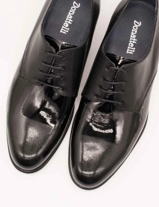 Zapato Donattelli 10944 charol negro placado de hombre.