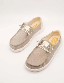 Zapato Hey Dude Wendy Metallic Sparkle Gold de Mujer