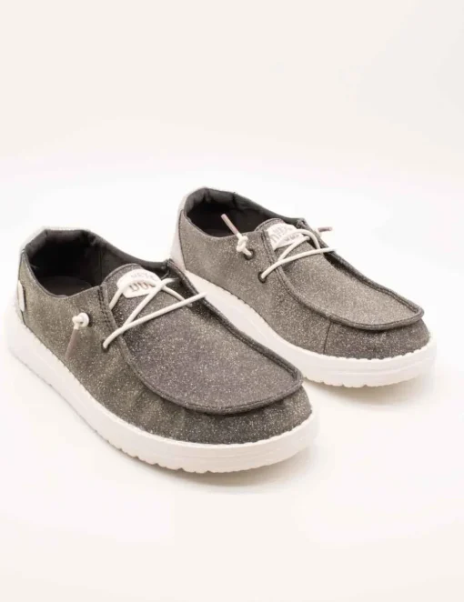 Zapato Hey Dude Wendy Metallic Sparkle Charcoal de Mujer
