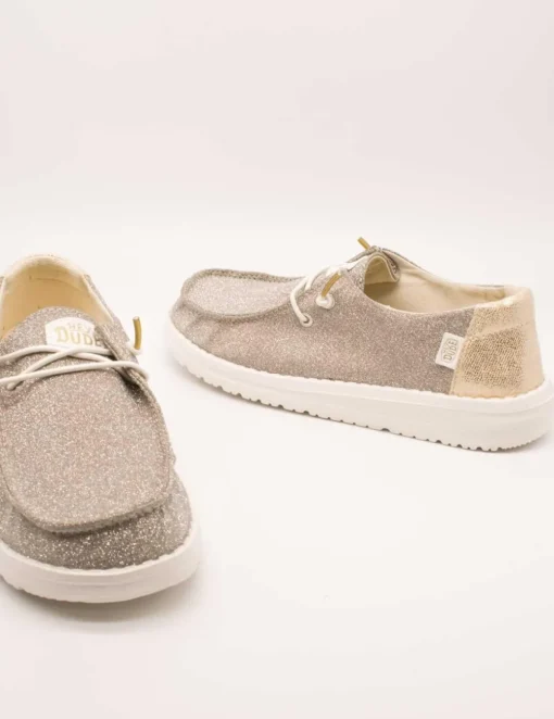 Zapato Hey Dude Wendy Metallic Sparkle Gold de Mujer