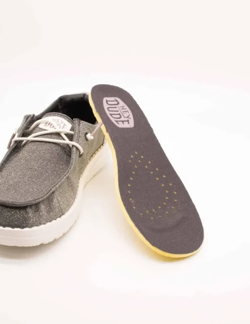 Zapato Hey Dude Wendy Metallic Sparkle Charcoal de Mujer