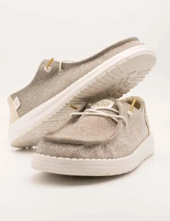 Zapato Hey Dude Wendy Metallic Sparkle Gold de Mujer