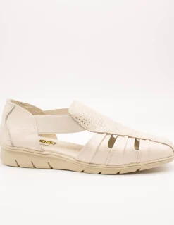 Zapato 24HRS 26421 Square-S Crema - Lino de Mujer