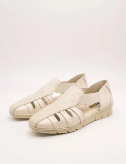 Zapato 24HRS 26421 Square-S Crema - Lino de Mujer