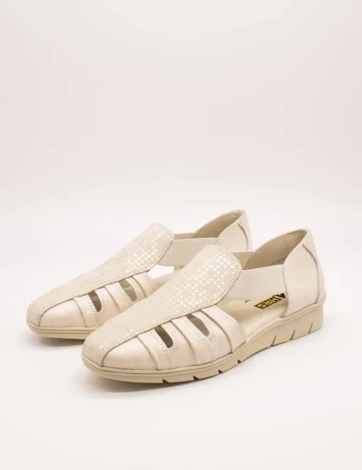 Zapato 24HRS 26421 Square-S Crema - Lino de Mujer