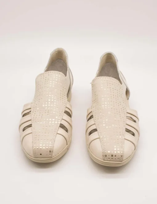 Zapato 24HRS 26421 Square-S Crema - Lino de Mujer