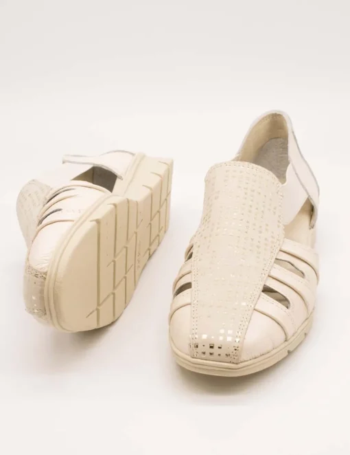 Zapato 24HRS 26421 Square-S Crema - Lino de Mujer